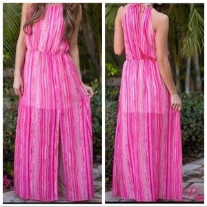 Pink stripes Maxi Dress Pink Lily Boutique NWT